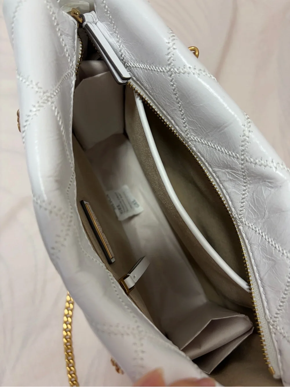 Tory Burch White Quilted Chain-Handle Shoulder Bag